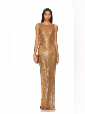 Retrofete Gold Sequin Maxi Gown